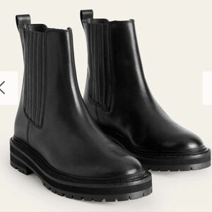 Boden Sadie Chunky Chelsea Boots Black Calf Leather Size 40